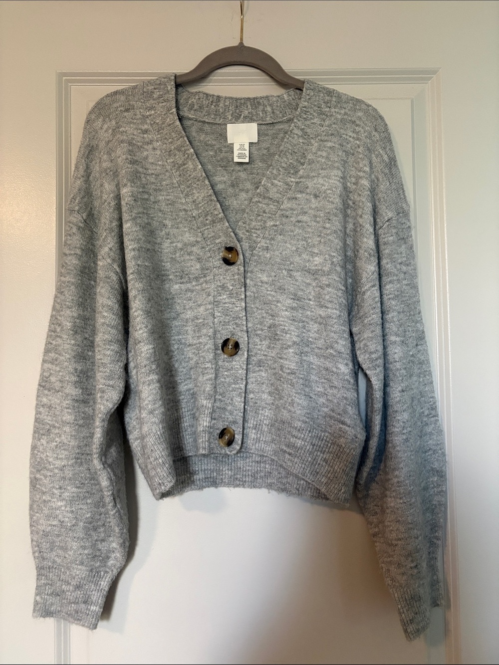 H&M Light Gray V-Neck Button-Front Women's Cardigan